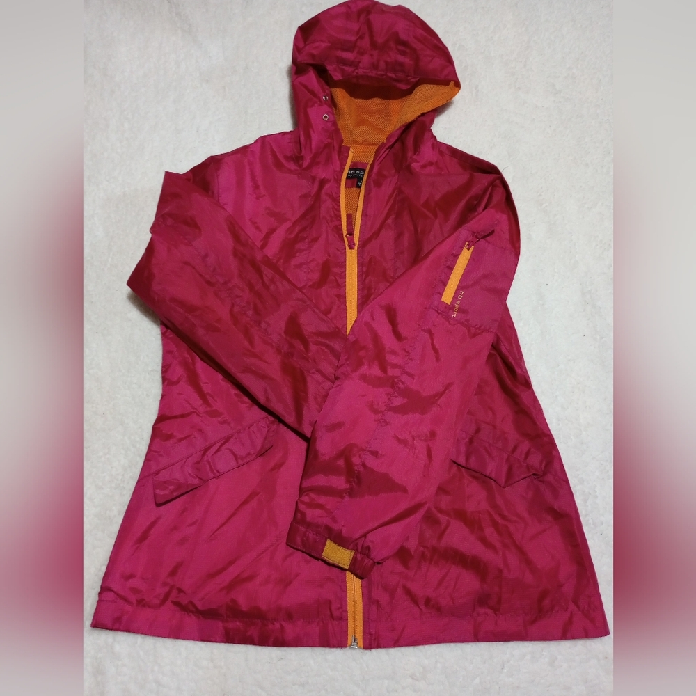 hb Sport- Pink and Orange Hooded Lightweight Jacket- Women's Medium